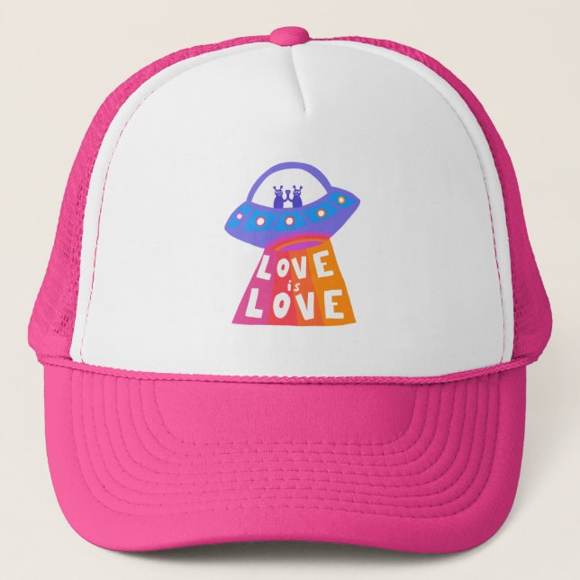 Casquette L'AMOUR C'EST L'AMOUR UFO Cute Colorful Rainbow Pr (Devant)