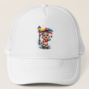 Casquette Lapin arc-en-ciel mignon avec parapluie