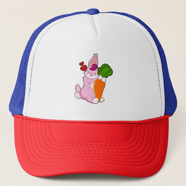 Casquette Lapin avec carotte et coeur (Devant)
