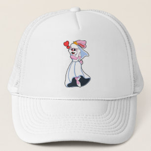 Casquette Lapin avec robe de mariée et couronne