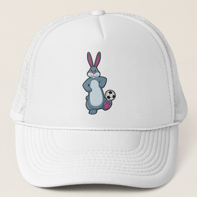 Casquette Lapin comme joueur de football avec balle de footb (Devant)