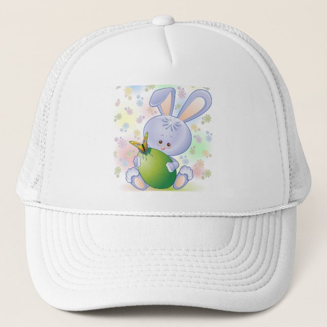 Casquette Lapin de Pâques avec Oeuf et Fleurs (Devant)