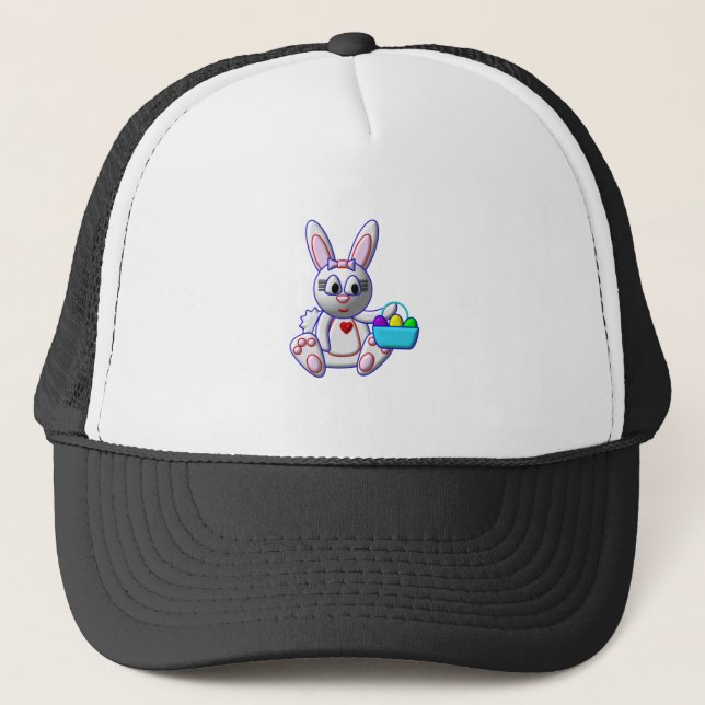 Casquette Lapin mignon avec un panier (Devant)