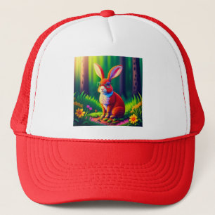 Casquette Lapin rouge assis sur l'herbe