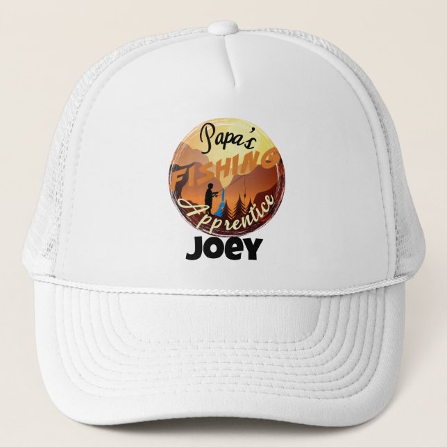 Casquette "L'apprenti pêcheur de Papa" avec nom  (Devant)