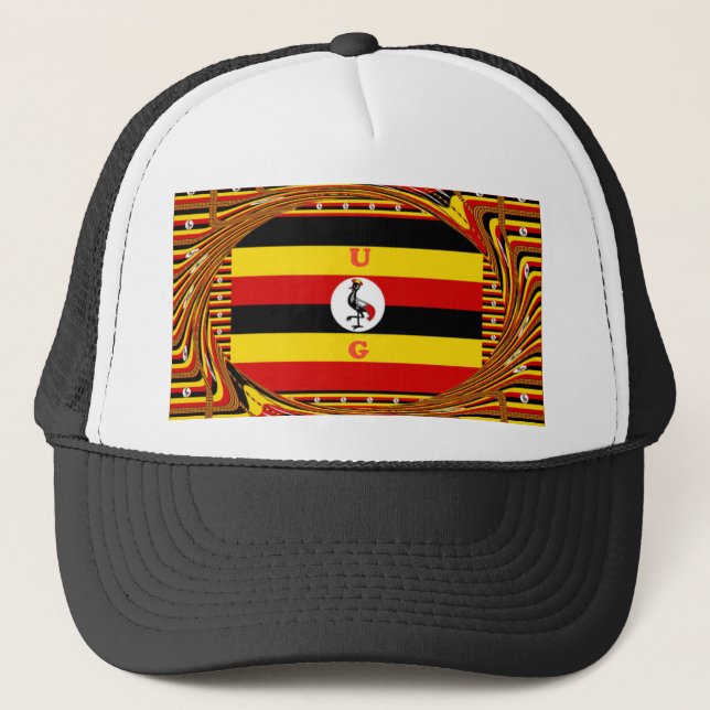 Casquette L'Art Vibrant Ouganda Inspiré Du Drapeau (Devant)