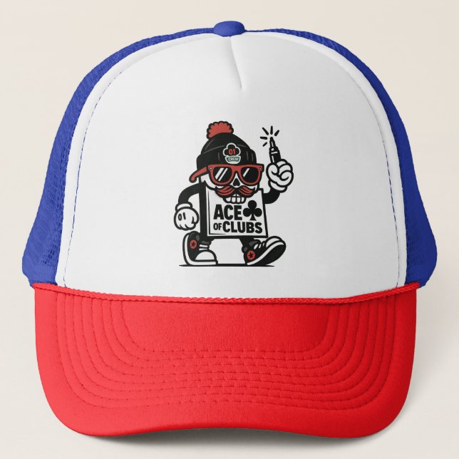 Casquette L'As des Clubs Street Mascot — Poker Grind Crew (Devant)