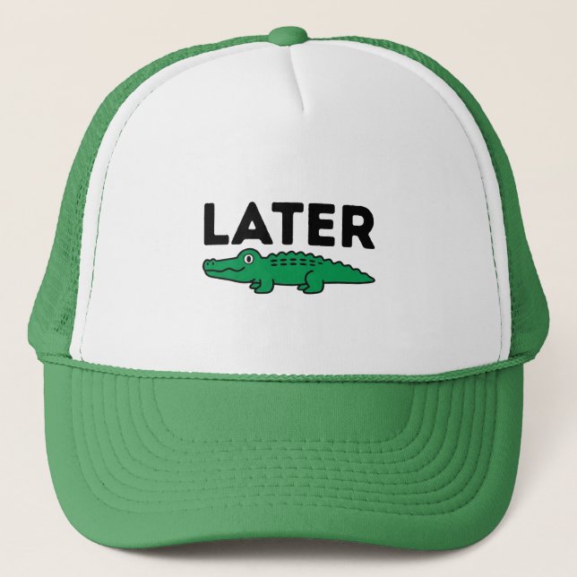 Casquette Later Alligator Funny Gator Animal Green Mens  (Devant)