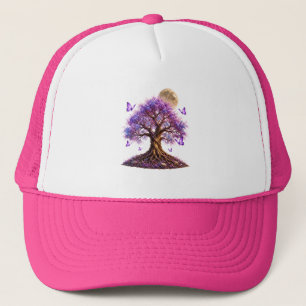 Casquette Lavender Blossom Moon Tree Trucker Hat