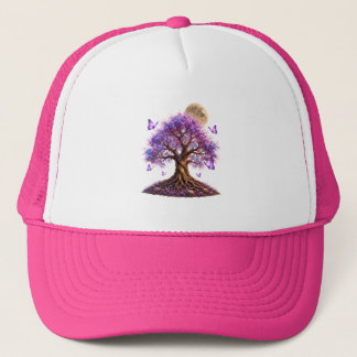 Casquette Lavender Blossom Moon Tree Trucker Hat
