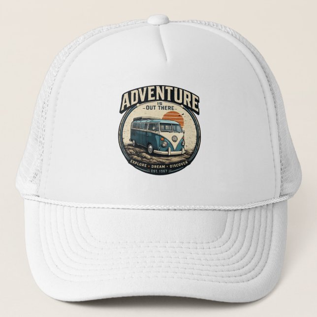 Casquette L'Aventure est là-bas – Graphisme de fourgonnette  (Devant)