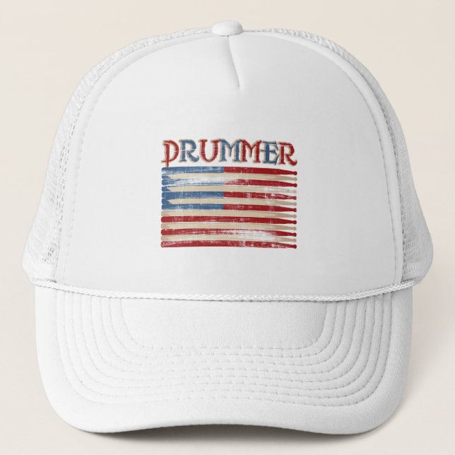 Casquette Le batteur affligé de drapeau des Etats-Unis de (Devant)