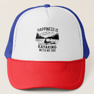 Casquette Le bonheur est le Kayak avec mon chien en plein ai