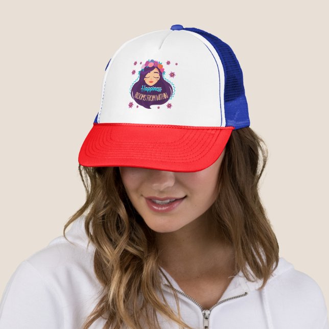 Casquette Le bonheur fleurit de l'intérieur (En situation)