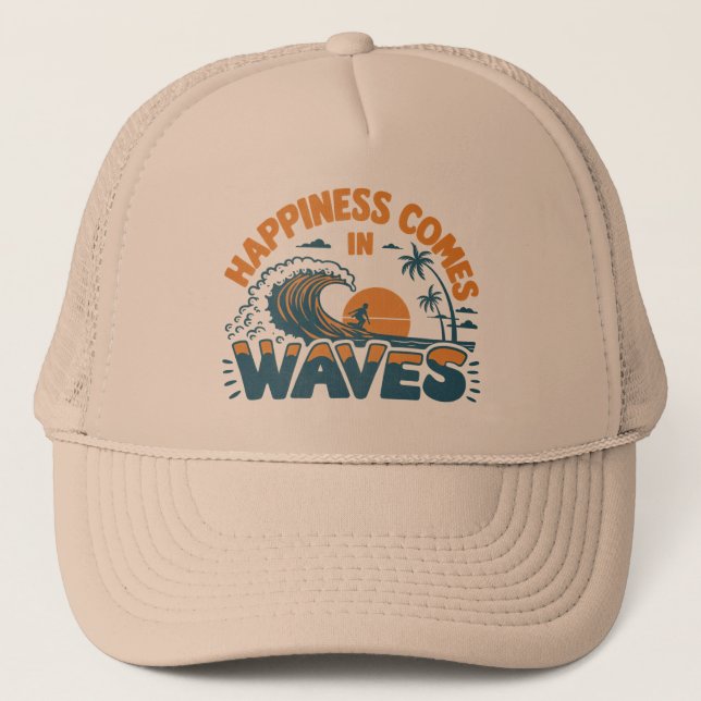 Casquette Le bonheur vient à Waves Retro Beach (Devant)