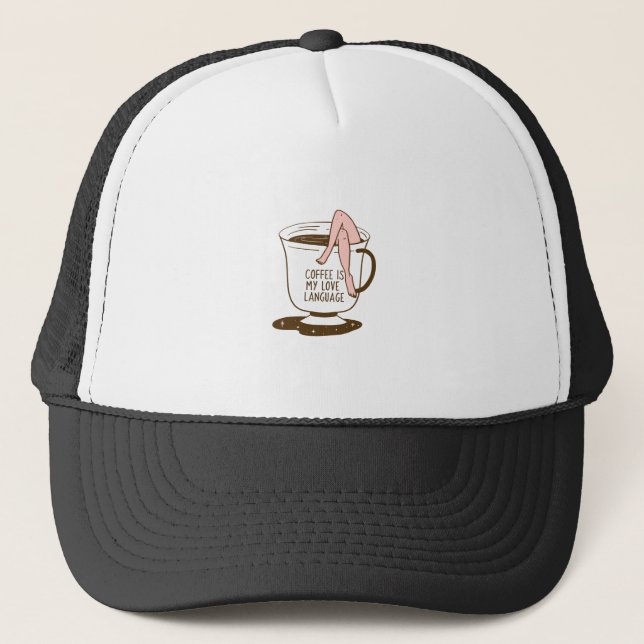Casquette Le café est mon langage de l'amour (Devant)
