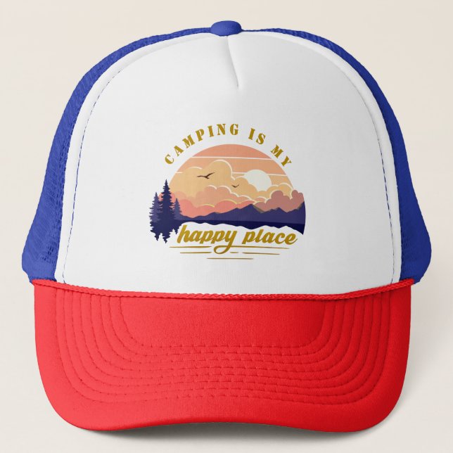 Casquette Le camping est mon endroit heureux (Devant)
