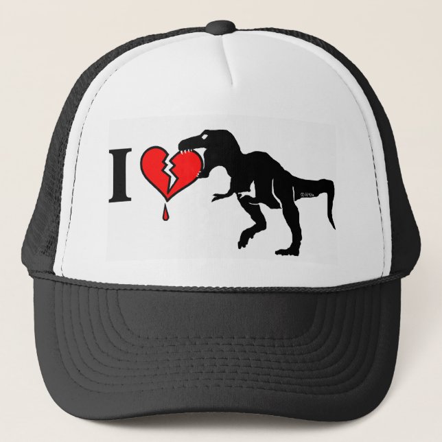 Casquette Le dinosaure mangent le coeur (Devant)