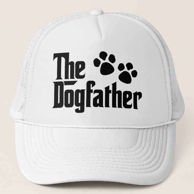 Casquette Le Dogfather s'amuse en noir et blanc en disant : (Devant)