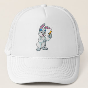 Casquette Le lapin comme docteur à la vaccination avec la se