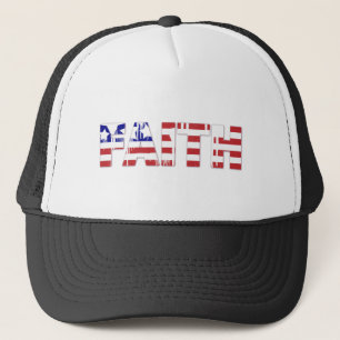 Casquette Le mot "Faith" avec drapeau américain