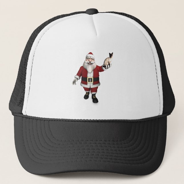 Casquette Le Père Noël aime les chats siamois (Devant)