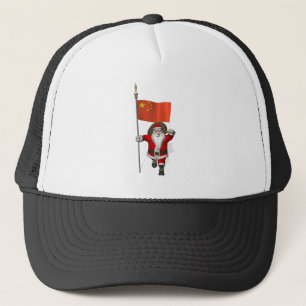 Casquette Le Père Noël Avec Drapeau De Chine