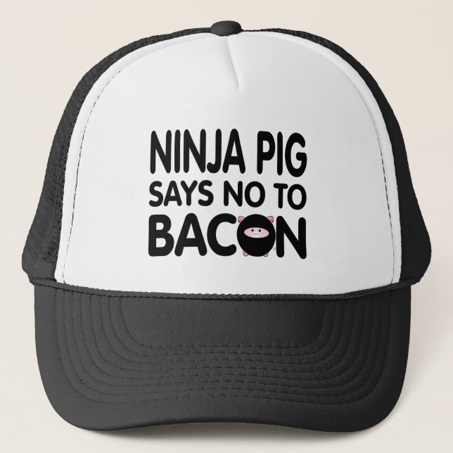 Casquette Le porc drôle de Ninja indique non au lard (Devant)