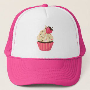 Casquette Le rose mignon arrose le petit gâteau de fraise