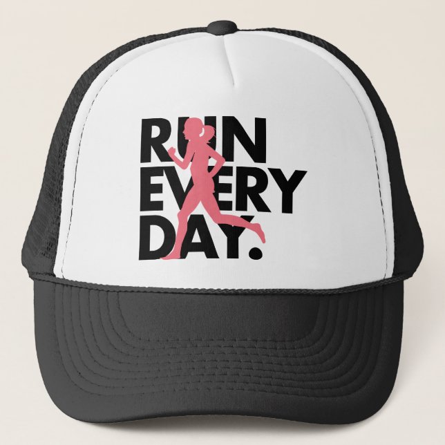 Casquette Le rose/noir "courent chaque jour " (Devant)