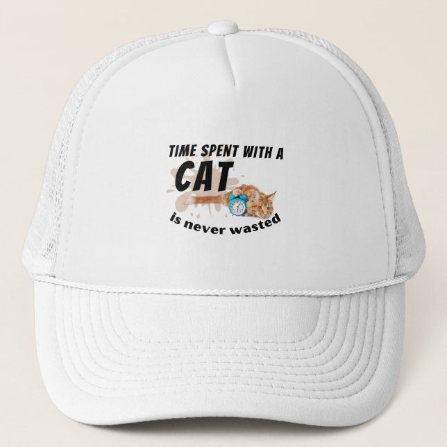 Casquette Le temps passé avec un chat n'est jamais perdu. (Devant)