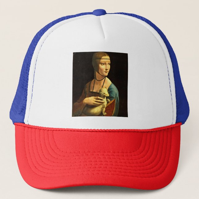 Casquette Léonard De Vinci - La Dame Avec Une Mine (Devant)