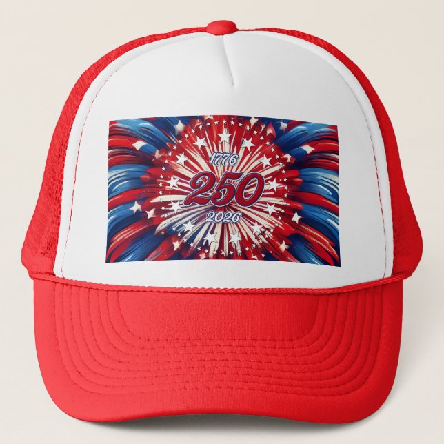 Casquette Les 250 ans d'Amérique 1776-2026 Feux d'artifice R (Devant)