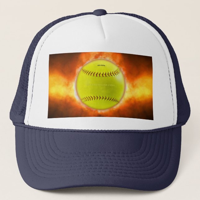 Casquette Les flammes de balle rapide de softball jaune de S (Devant)