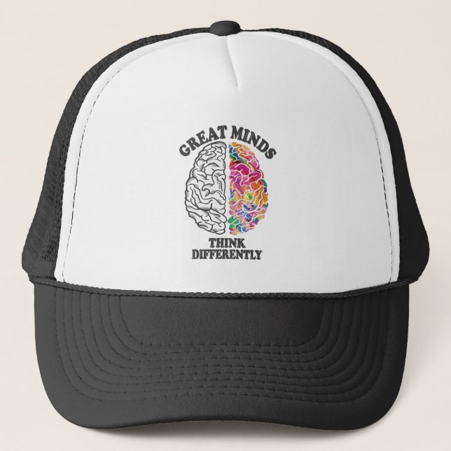 Casquette Les grands esprits pensent différemment Cerveau (Devant)