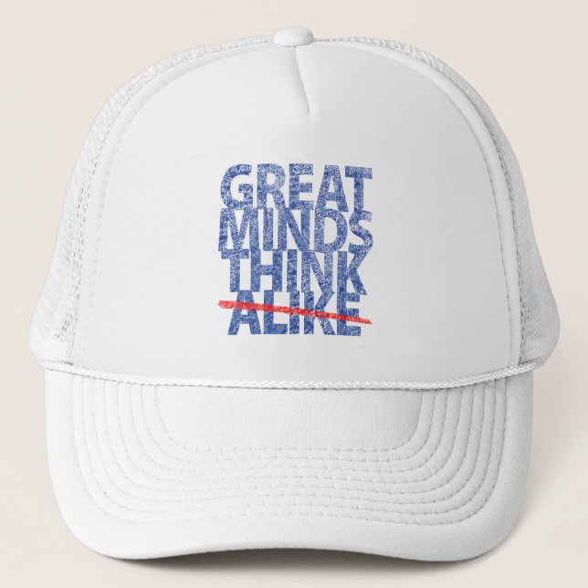 Casquette Les grands esprits pensent le texte bleu (Devant)