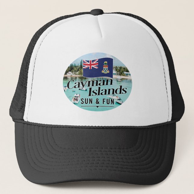 Casquette "Les Îles Caïmans Soleil & Amusement" Avec Drapeau (Devant)