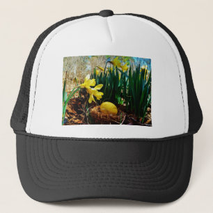 Casquette Les jonquilles jaunes et un oeuf de Pâques jaune
