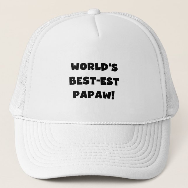Casquette Les meilleurs cadeaux Papaw du monde de Black Text (Devant)