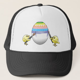 Casquette Les poussins de Pâques peignent l'œuf de Pâques