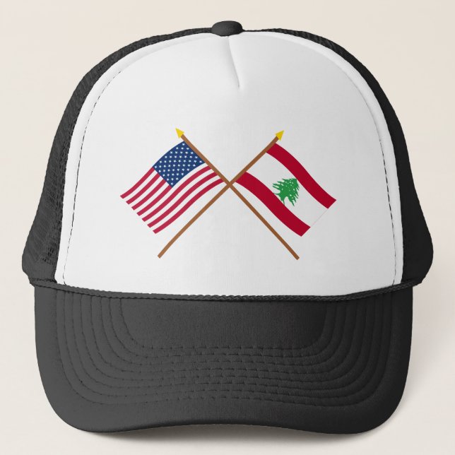 Casquette Les USA et drapeaux croisés par Liban (Devant)