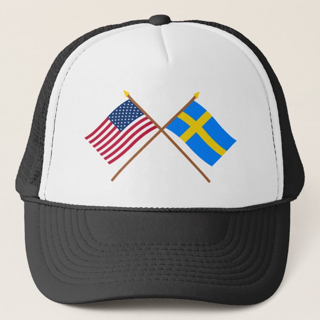 Casquette Les USA et drapeaux croisés par Suède (Devant)
