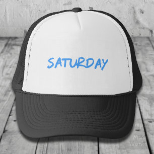 Casquette Lettering Design ‘Saturday’ in Sky Blue