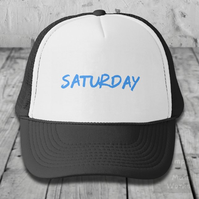 Casquette Lettering Design ‘Saturday’ in Sky Blue (Créateur téléchargé)