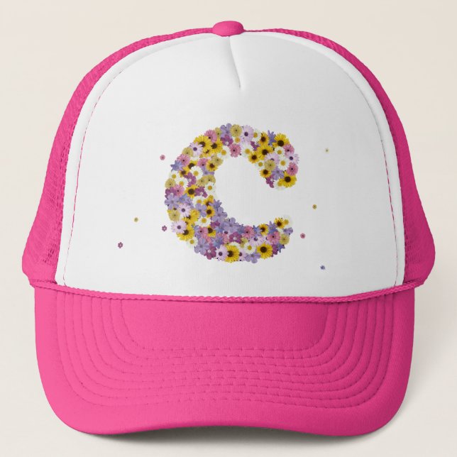 Casquette Lettre de fleurs C (Devant)