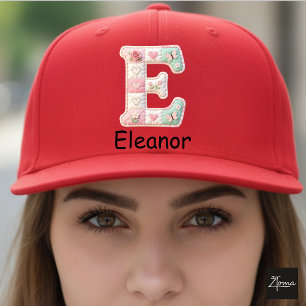 Casquette Lettre initiale E en patchwork matelassé pour la n