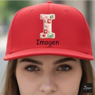 Casquette Lettre initiale I en patchwork matelassé pour la n