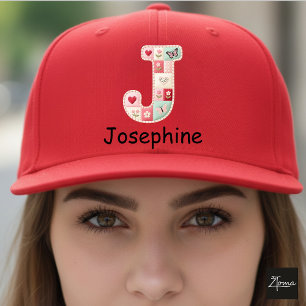 Casquette Lettre J initiale en patchwork matelassé pour la n