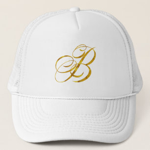 Casquette LETTRE Métallique Métallique Monogramme B Faux Gol