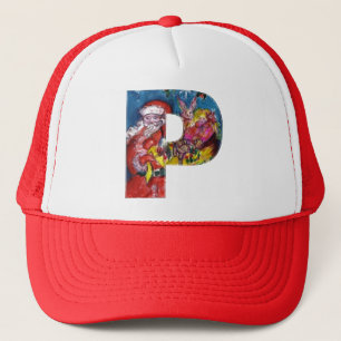 CASQUETTE LETTRE P DE NOËL / PÈRE NOËL AVEC CADEAUX MONOGRAM